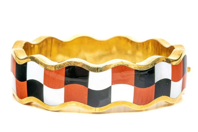 18k Gold Jasper and Onyx Bangle