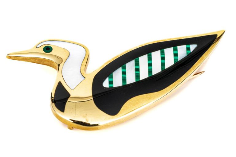 18k Gold Duck Brooch