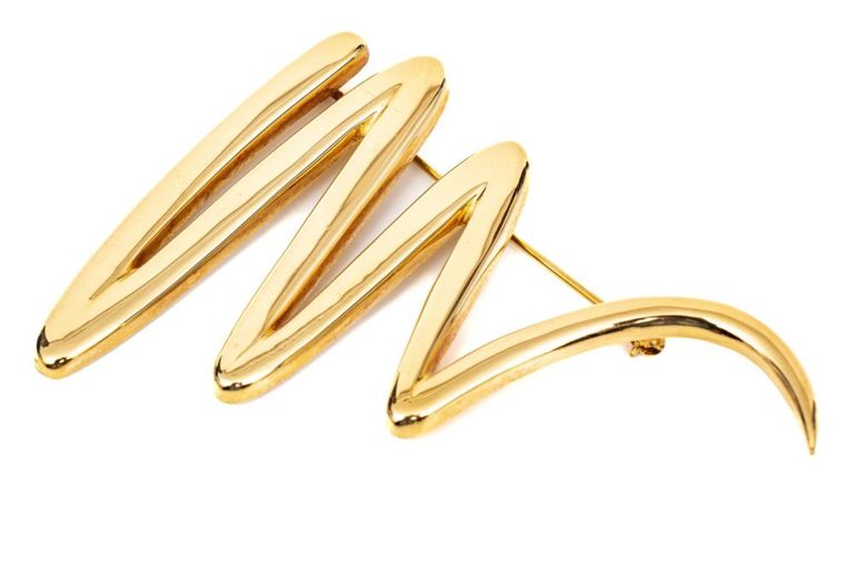 18k Gold Squiggle Brooch