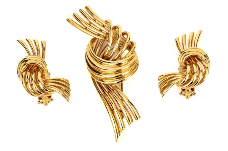 Set of 3 Gold Knot Jewelry Set