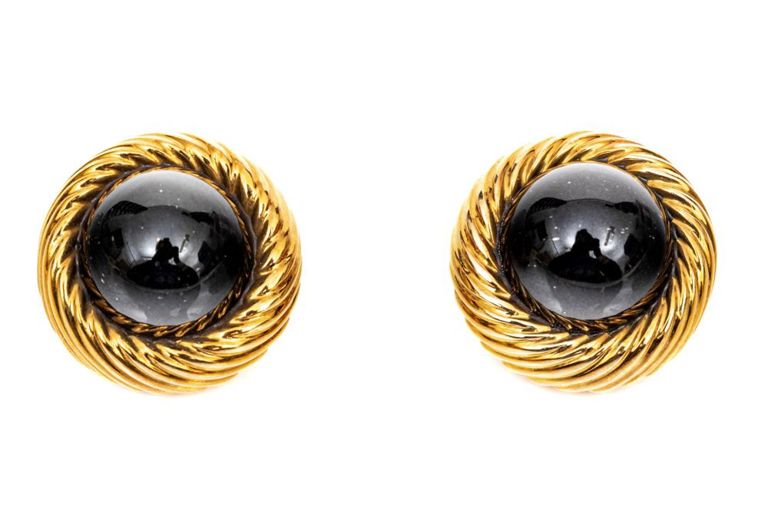 18k Gold Onyx Earrings