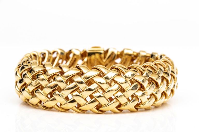 18k Gold Basket Weave Bracelet