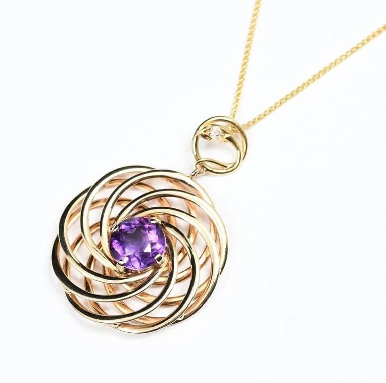 14k Gold Amethyst Pendant Necklace
