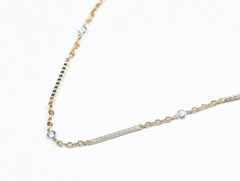 Platinum and 14k Gold Diamond Necklace