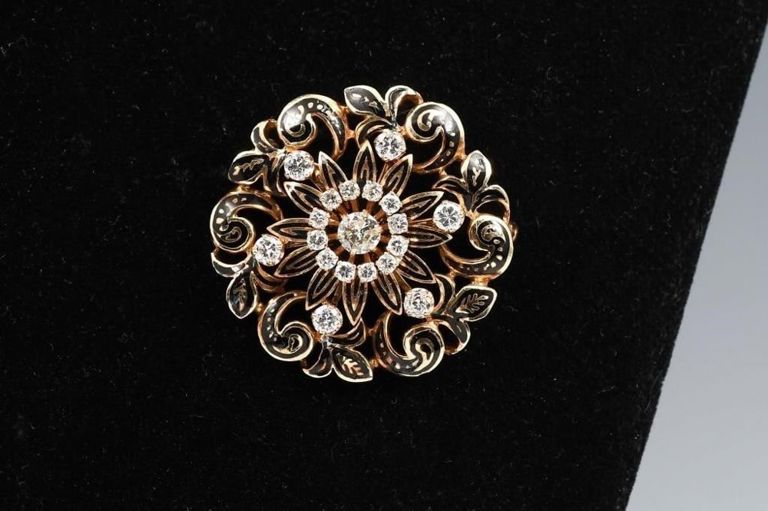 14k Gold Diamond Brooch/Pendant