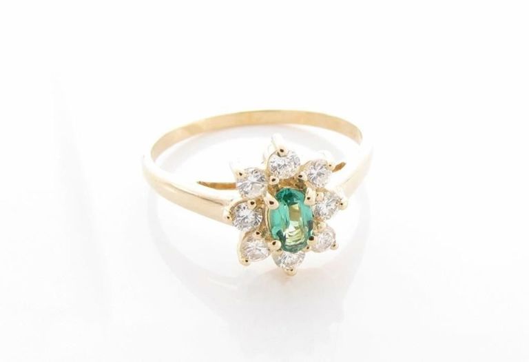14k Gold Emerald and Diamond Ring