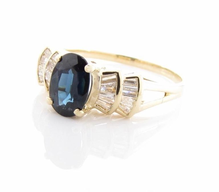 14k Gold Sapphire and Diamond Ring