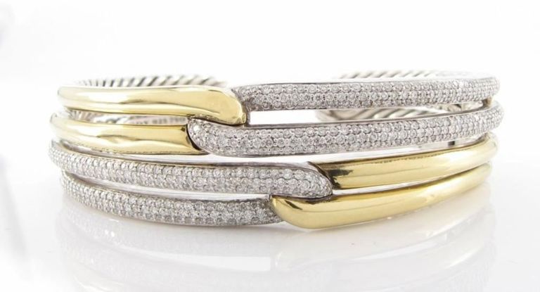 18k Gold and Sterling Silver Diamond Bracelet