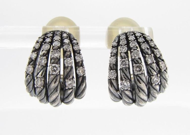 Sterling Silver Diamond Earrings
