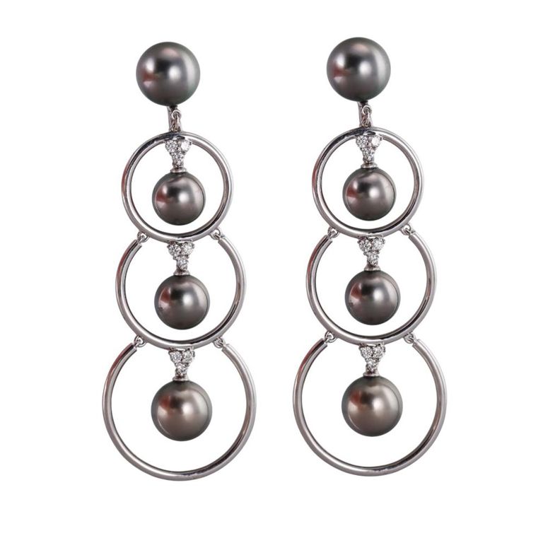 18k Gold Pearl and Diamond Earrings