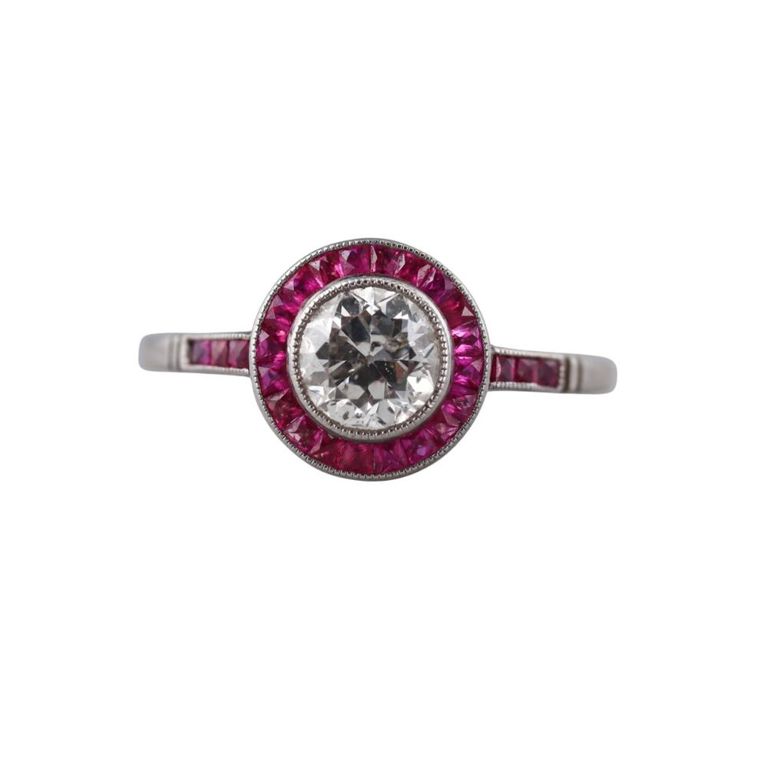 Platinum Diamond and Ruby Ring