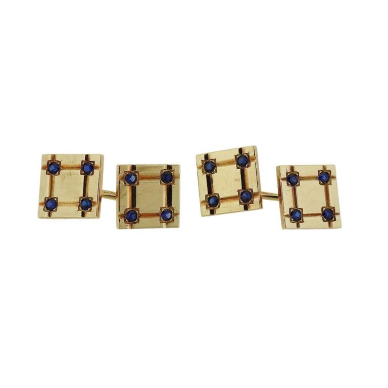 14k Gold Sapphire Cufflinks