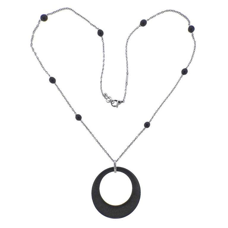 18k Gold Wood Pendant Necklace