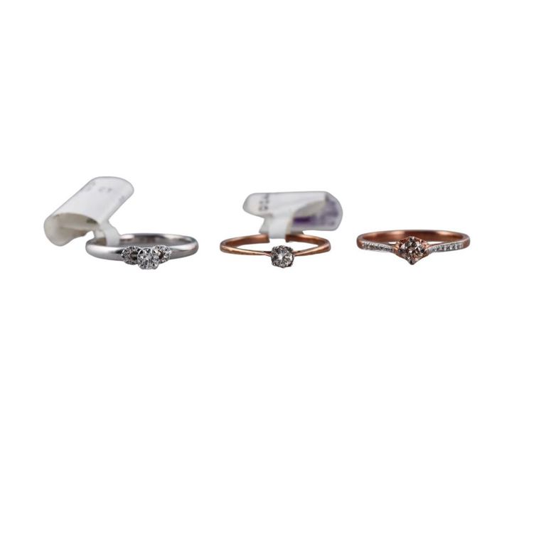 Set of 3 9k Gold Diamond Rings