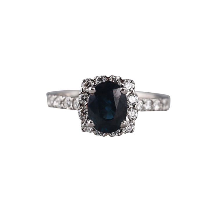 14k Gold Diamond and Sapphire Ring