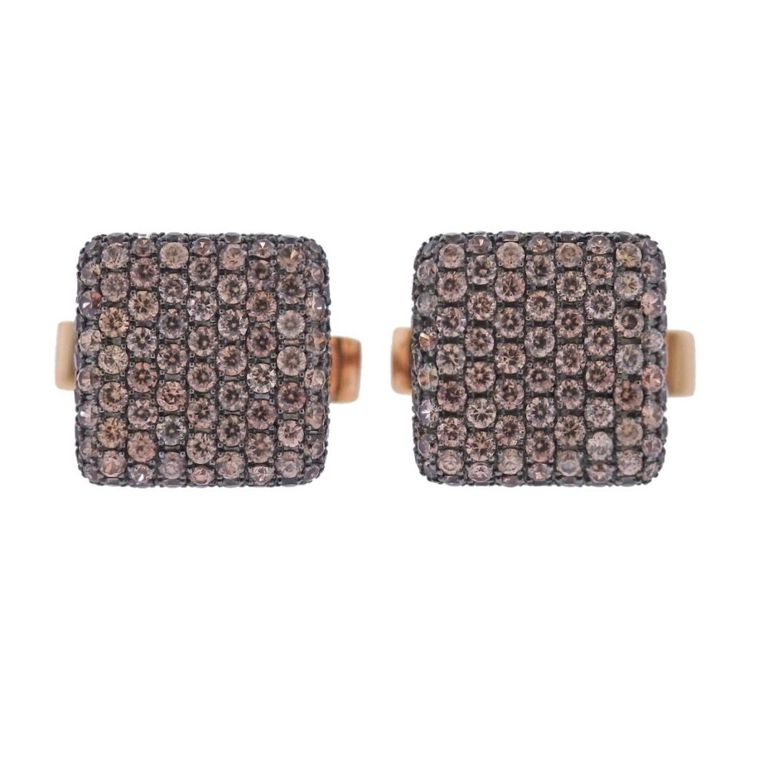 18k Gold Zircon Cufflinks
