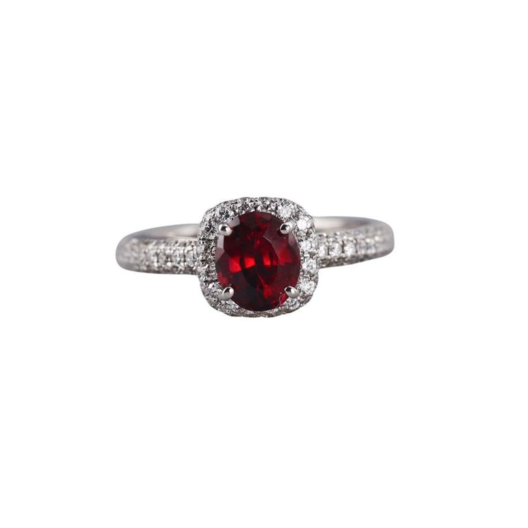 14k Gold Garnet and Diamond Ring