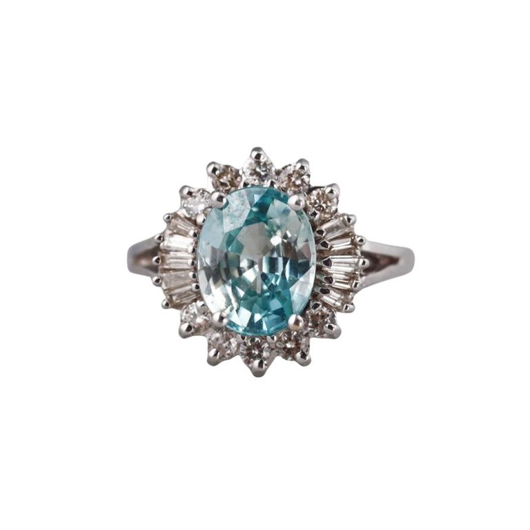 18k Gold Zircon and Diamond Ring