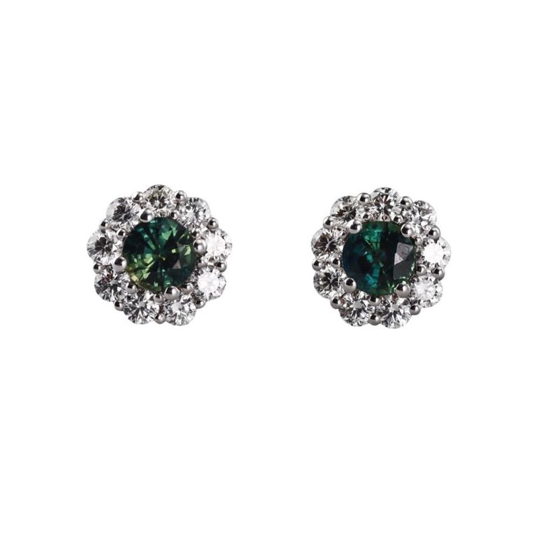 14k Gold Sapphire and Diamond Earrings