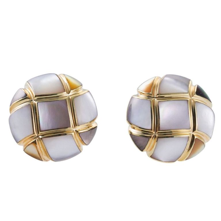 14k Gold Mother of Pearl Earrings