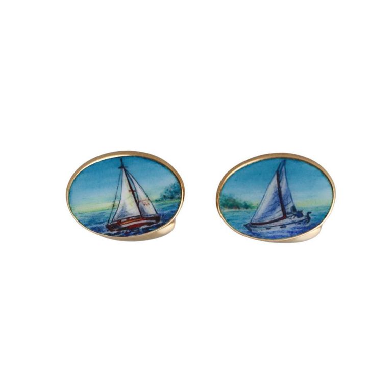 18k Gold Enamel Cufflinks