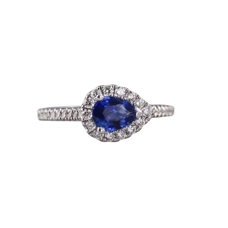 Platinum Diamond and Sapphire Ring