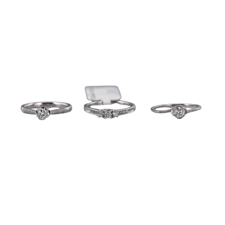 Set of 3 9k Gold Diamond Rings
