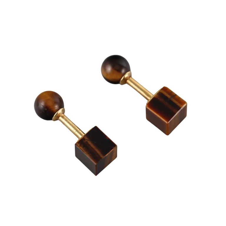 18k Gold Tiger's Eye Cufflinks