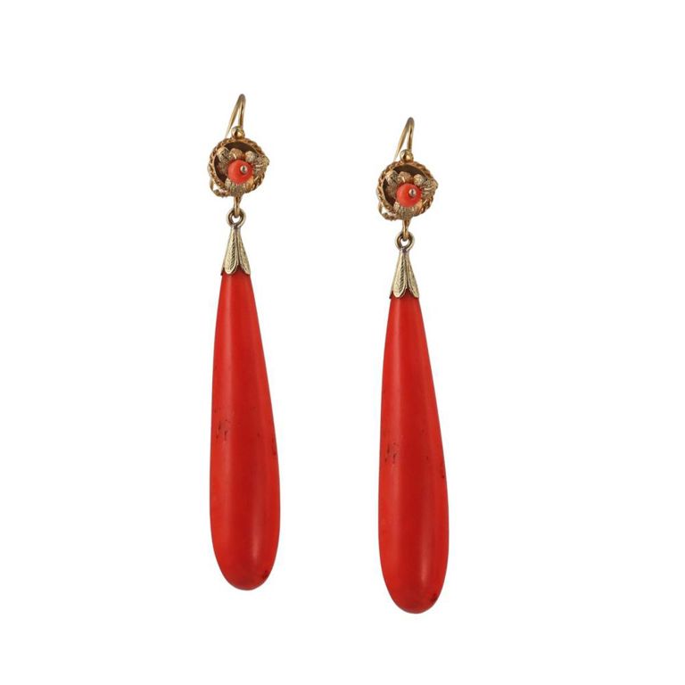 14k Gold Coral Earrings