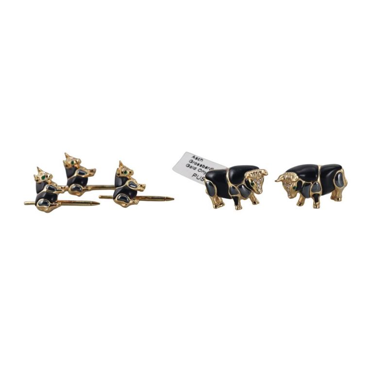Gemstone and Diamond Cufflinks Stud Set