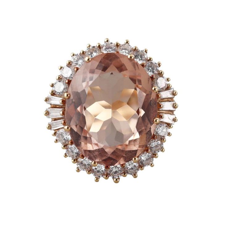 18k Gold Morganite Diamond Ring