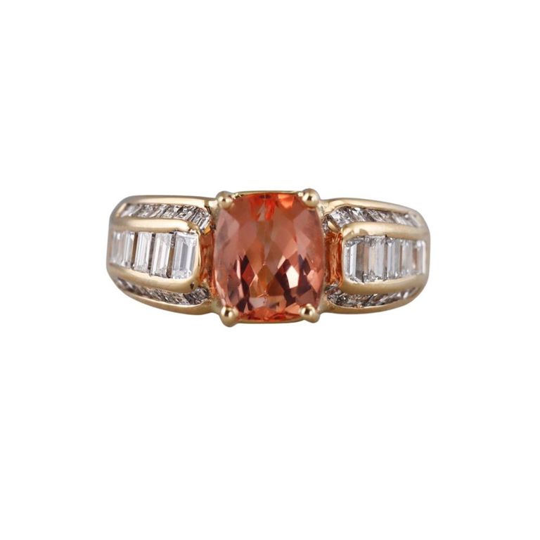 18k Gold Imperial Topaz and Diamond Ring