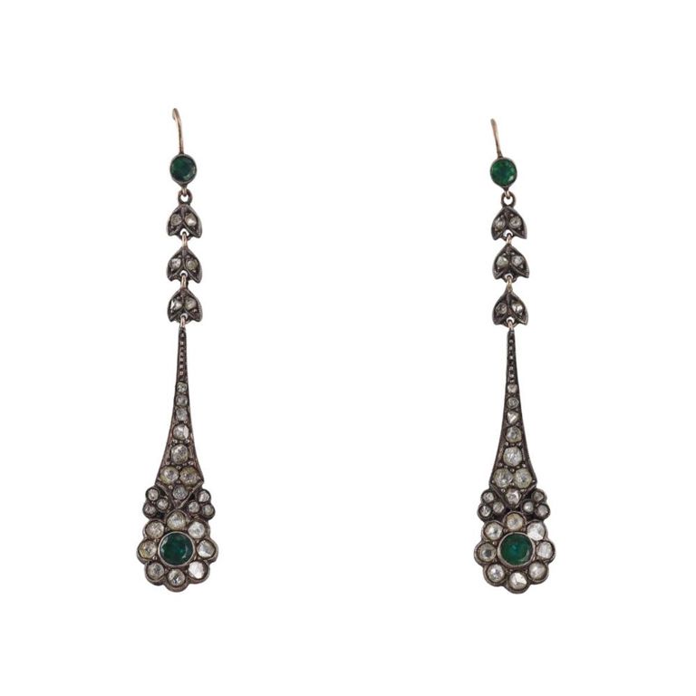 Emerald and Diamond Earrings