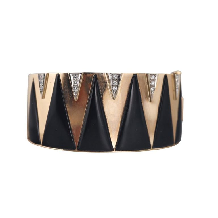 14k Gold Onyx and Diamond Bracelet