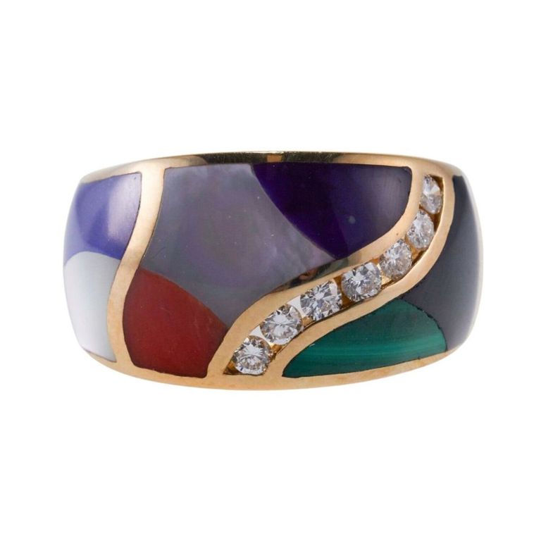 14k Yellow Gold Malachite Ring