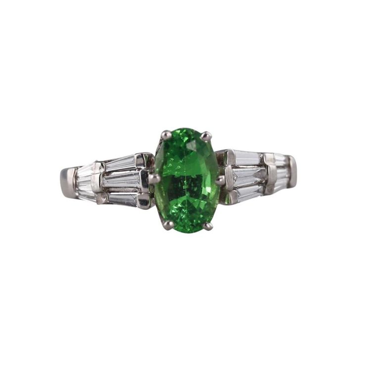 14k Gold Tsavorite and Diamond Ring