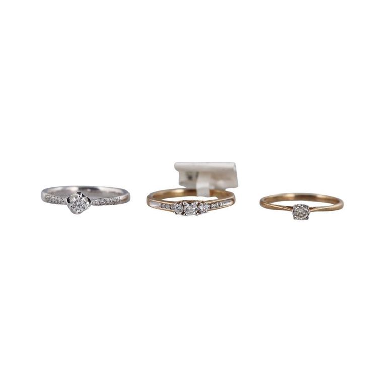 Set of 3 Gold Diamond Rings