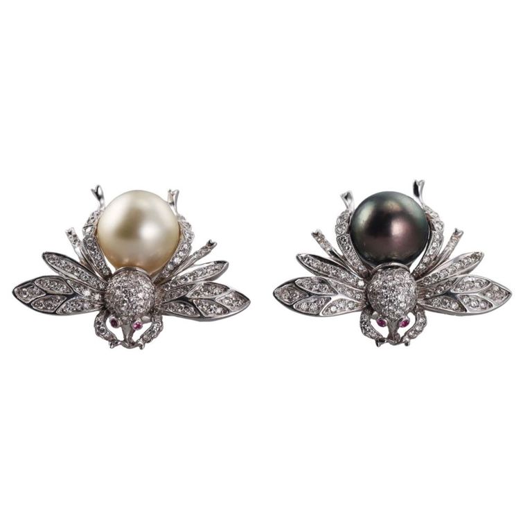 18k Gold Pearl and Diamond Earrings