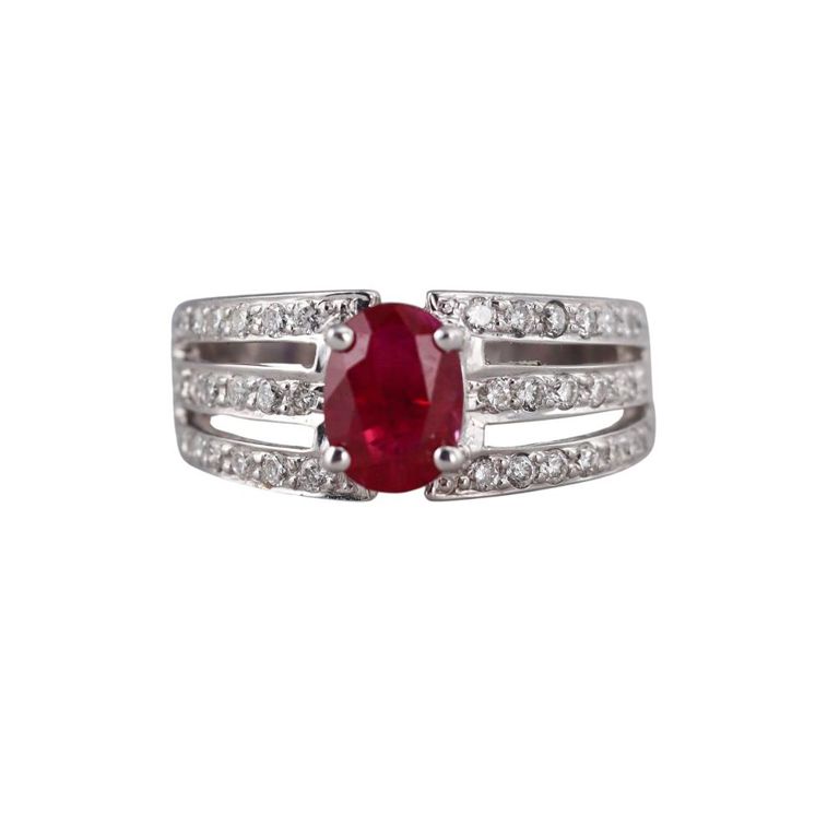 18k White Gold Ruby and Diamond Ring