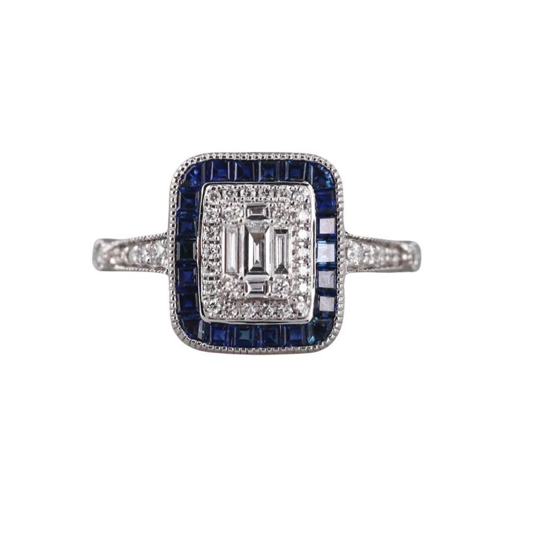 14k Gold Diamond and Sapphire Ring