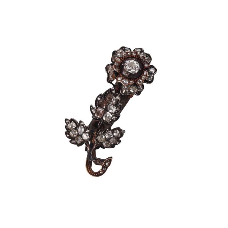 Silver Gold Diamond Brooch