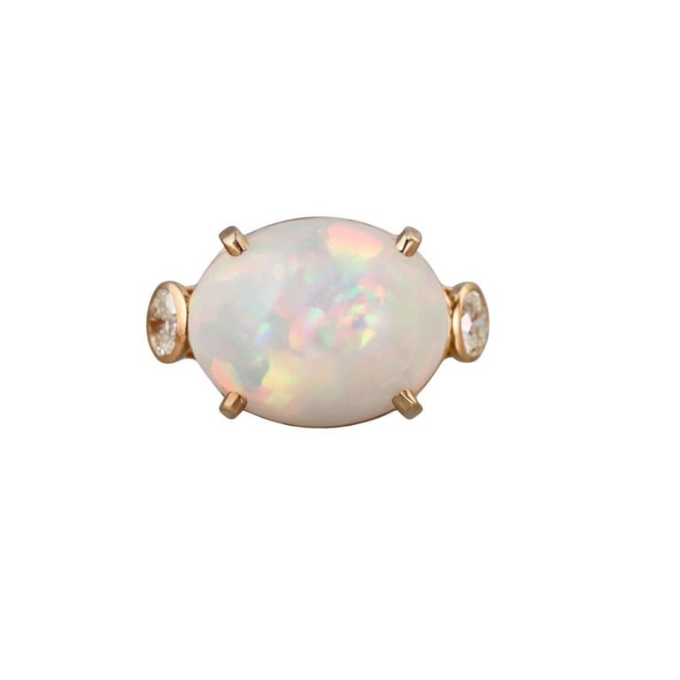 18k Gold Opal and Diamond Ring