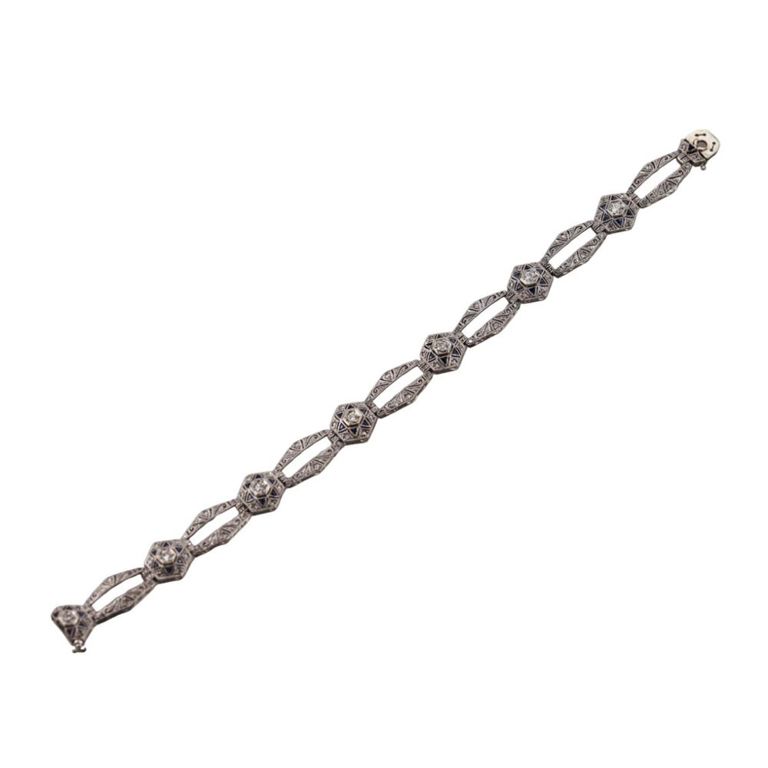 14k Gold Diamond and Sapphire Bracelet