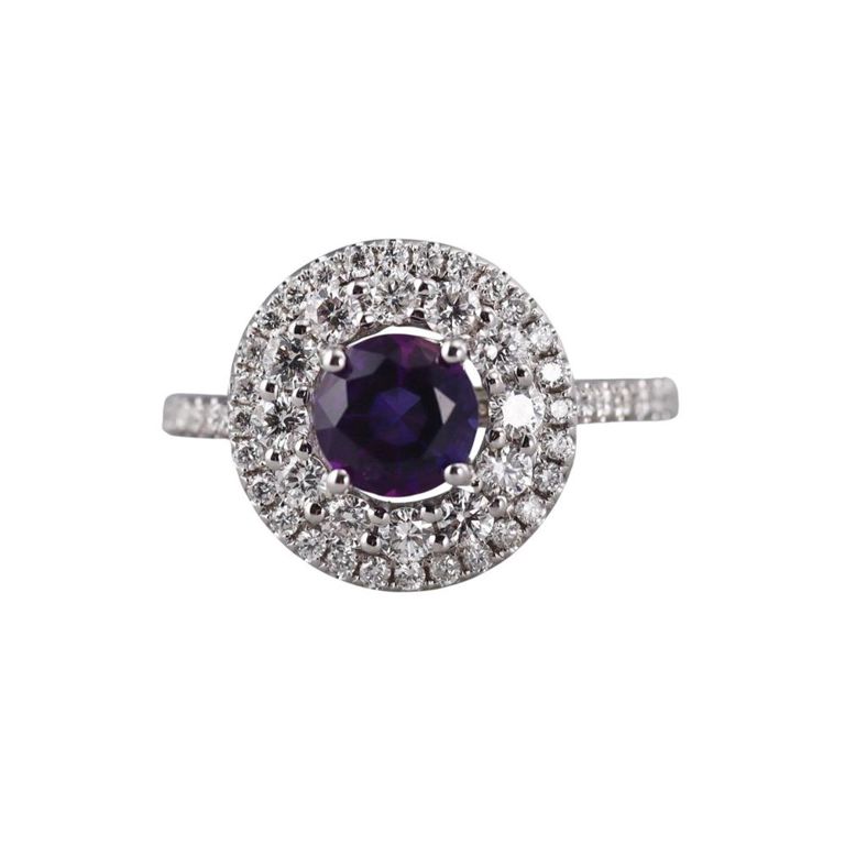 18k Gold Diamond and Amethyst Ring