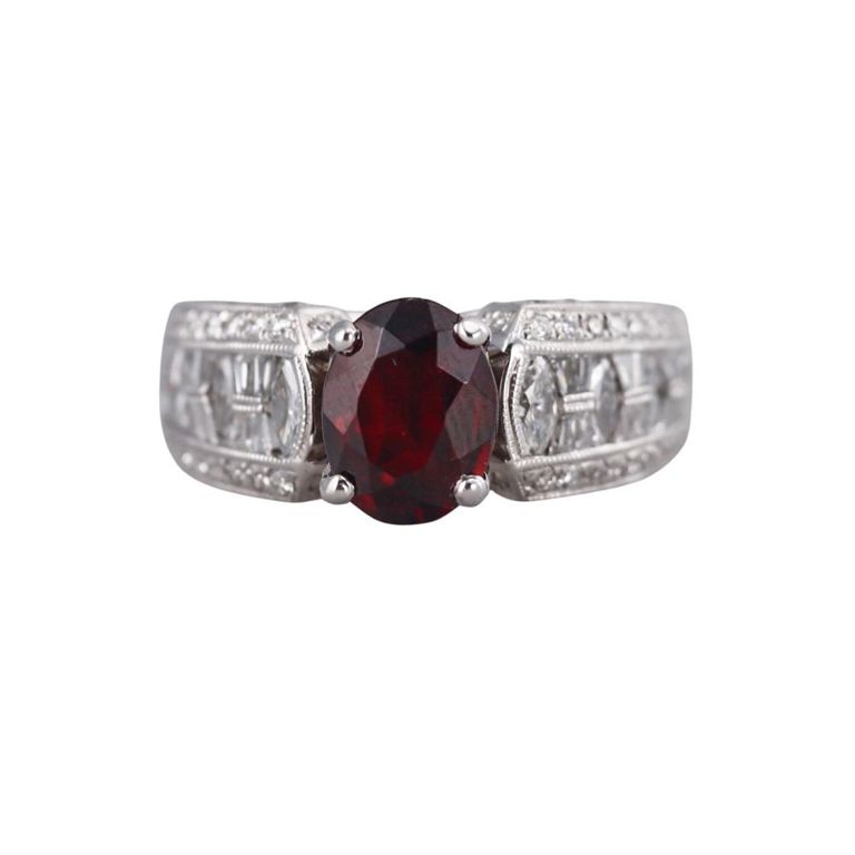 14k Gold Garnet and Diamond Ring