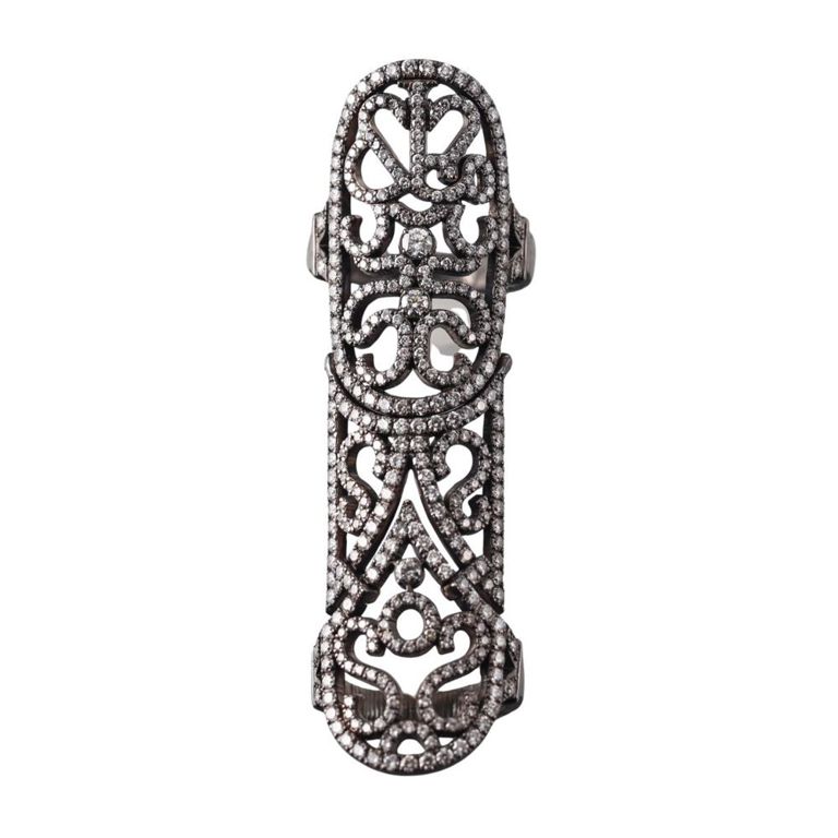 18k Gold Diamond Full Finger Ring