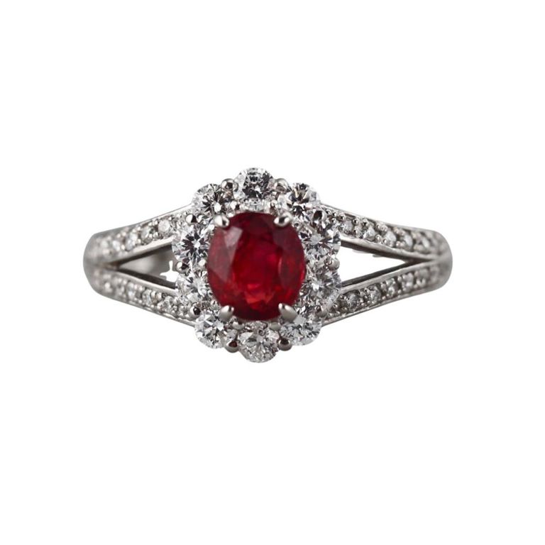Platinum Ruby and Diamond Ring