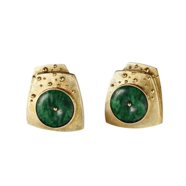 18k Gold Jade Earrings