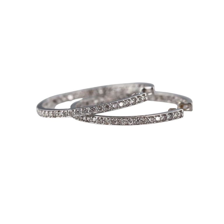 18k Gold Diamond Hoop Earrings