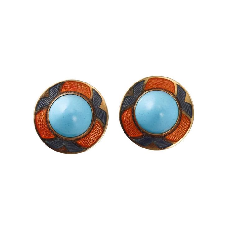 18k Gold Turquoise Earrings